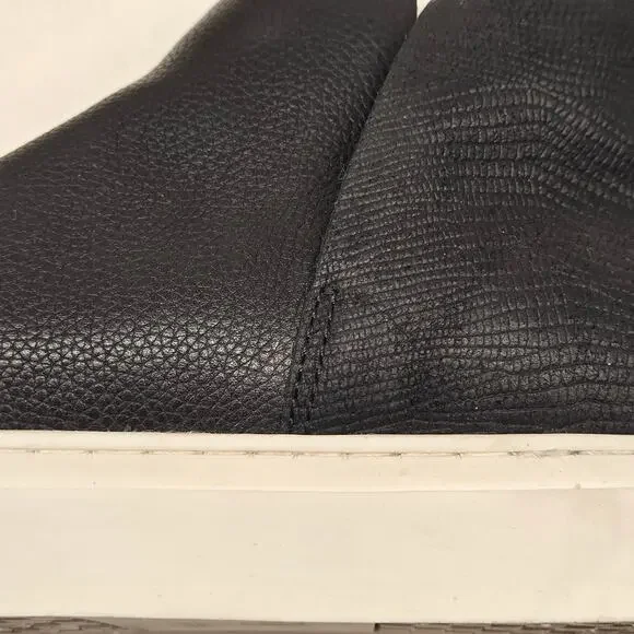 Birdies The Falcon Black Leather Slip-On Sneaker Bootie Hidden Wedge, Size 7.5 - Picture 8 of 13